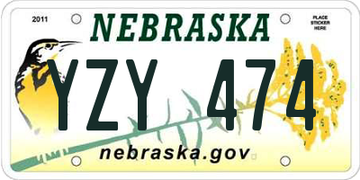 NE license plate YZY474