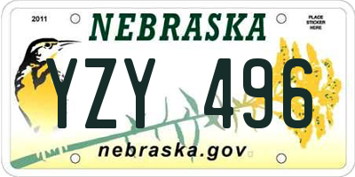 NE license plate YZY496