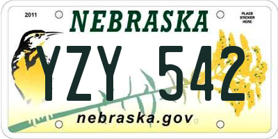 NE license plate YZY542