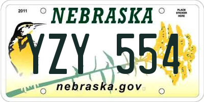NE license plate YZY554