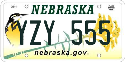 NE license plate YZY555