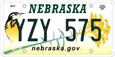 NE license plate YZY575