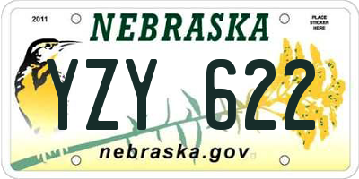 NE license plate YZY622