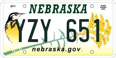 NE license plate YZY651