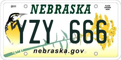 NE license plate YZY666