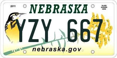NE license plate YZY667