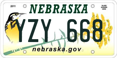 NE license plate YZY668