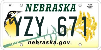 NE license plate YZY671