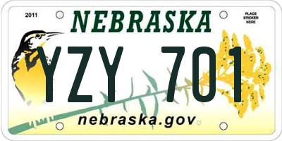 NE license plate YZY701