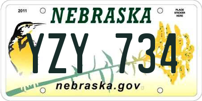 NE license plate YZY734