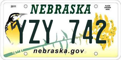 NE license plate YZY742