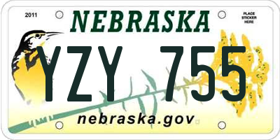 NE license plate YZY755