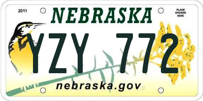 NE license plate YZY772