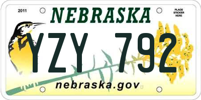 NE license plate YZY792