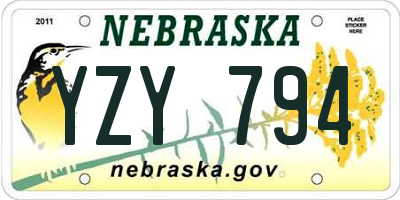 NE license plate YZY794