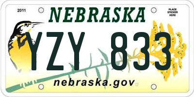 NE license plate YZY833