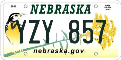 NE license plate YZY857