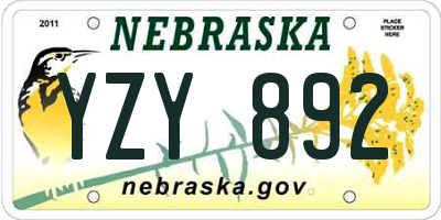 NE license plate YZY892