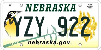 NE license plate YZY922