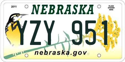 NE license plate YZY951