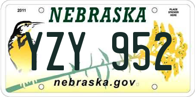 NE license plate YZY952