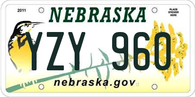 NE license plate YZY960