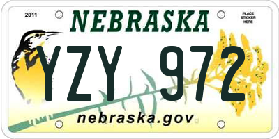 NE license plate YZY972
