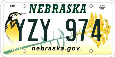 NE license plate YZY974