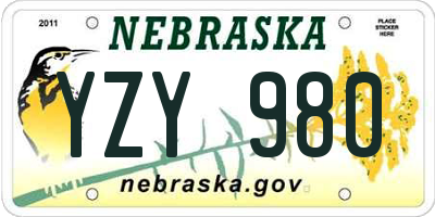 NE license plate YZY980