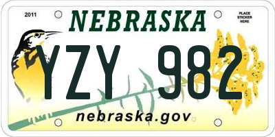 NE license plate YZY982