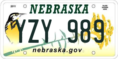 NE license plate YZY989