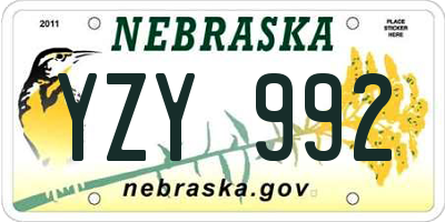 NE license plate YZY992
