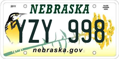 NE license plate YZY998