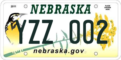 NE license plate YZZ002