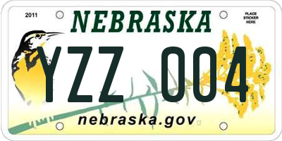 NE license plate YZZ004