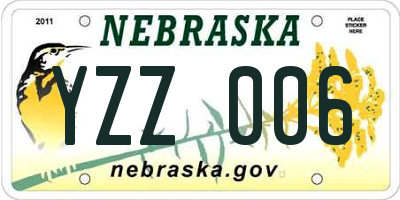 NE license plate YZZ006