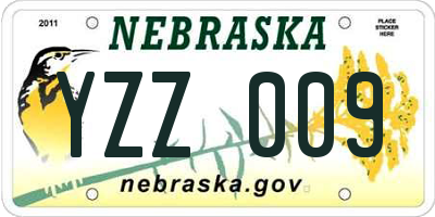 NE license plate YZZ009