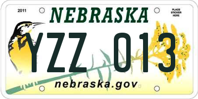 NE license plate YZZ013