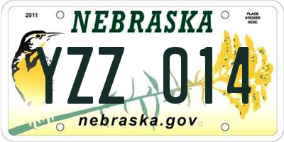 NE license plate YZZ014
