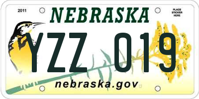 NE license plate YZZ019
