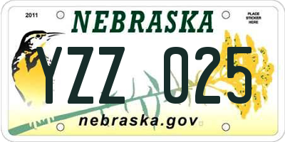 NE license plate YZZ025
