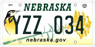 NE license plate YZZ034
