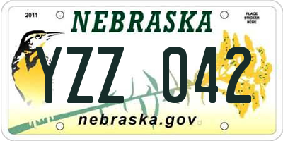 NE license plate YZZ042