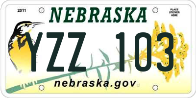 NE license plate YZZ103