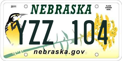 NE license plate YZZ104