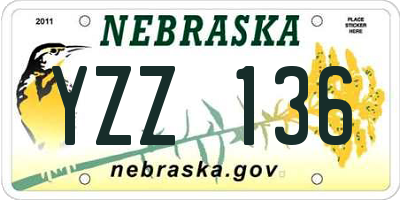 NE license plate YZZ136