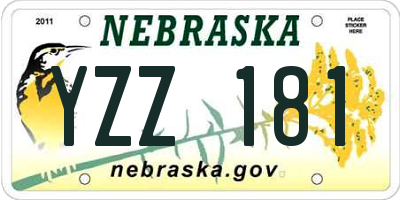 NE license plate YZZ181