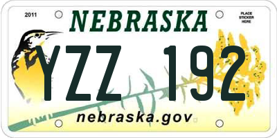 NE license plate YZZ192