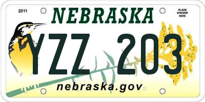 NE license plate YZZ203