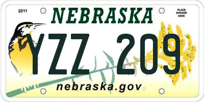 NE license plate YZZ209